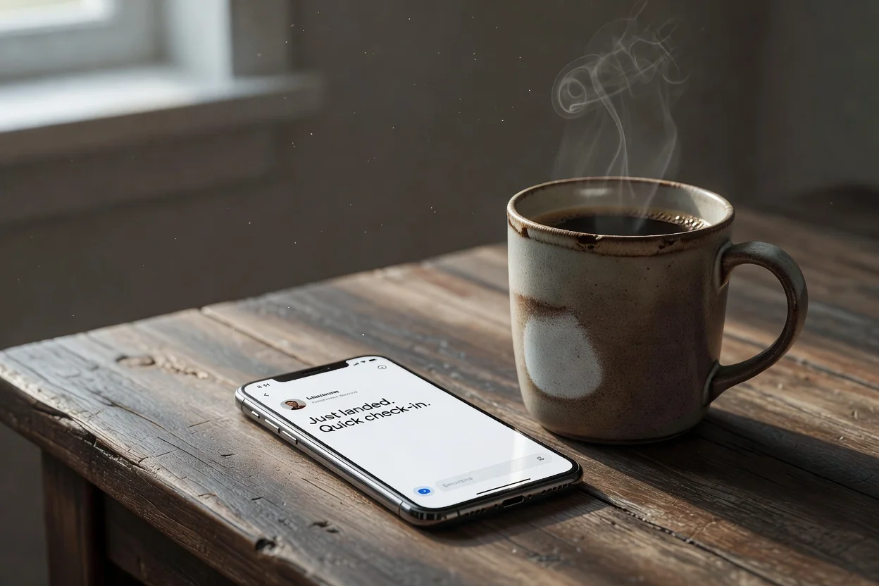 A simple next-day check-in message and a mug of tea